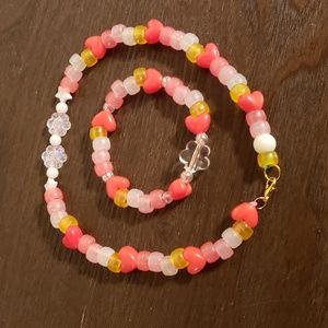 Home made bead bracelet and necklace set: Lesbian pride